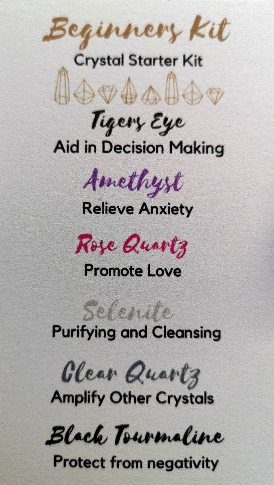 Beginners Crystal Kit, Crystal Starter Kit, UK Crystals, Ethically Sourced Healing Crystals, Unique Gift, Rose Quartz, Amethyst, Tigers Eye