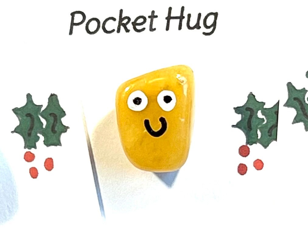 Christmas Crystal Pocket Hug, Hand Painted Poem Card