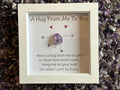 Framed crystal pocket hug picture, crystal present for best friend, new home gift, girlfriend gift ideas, framed crystal art, Amethyst