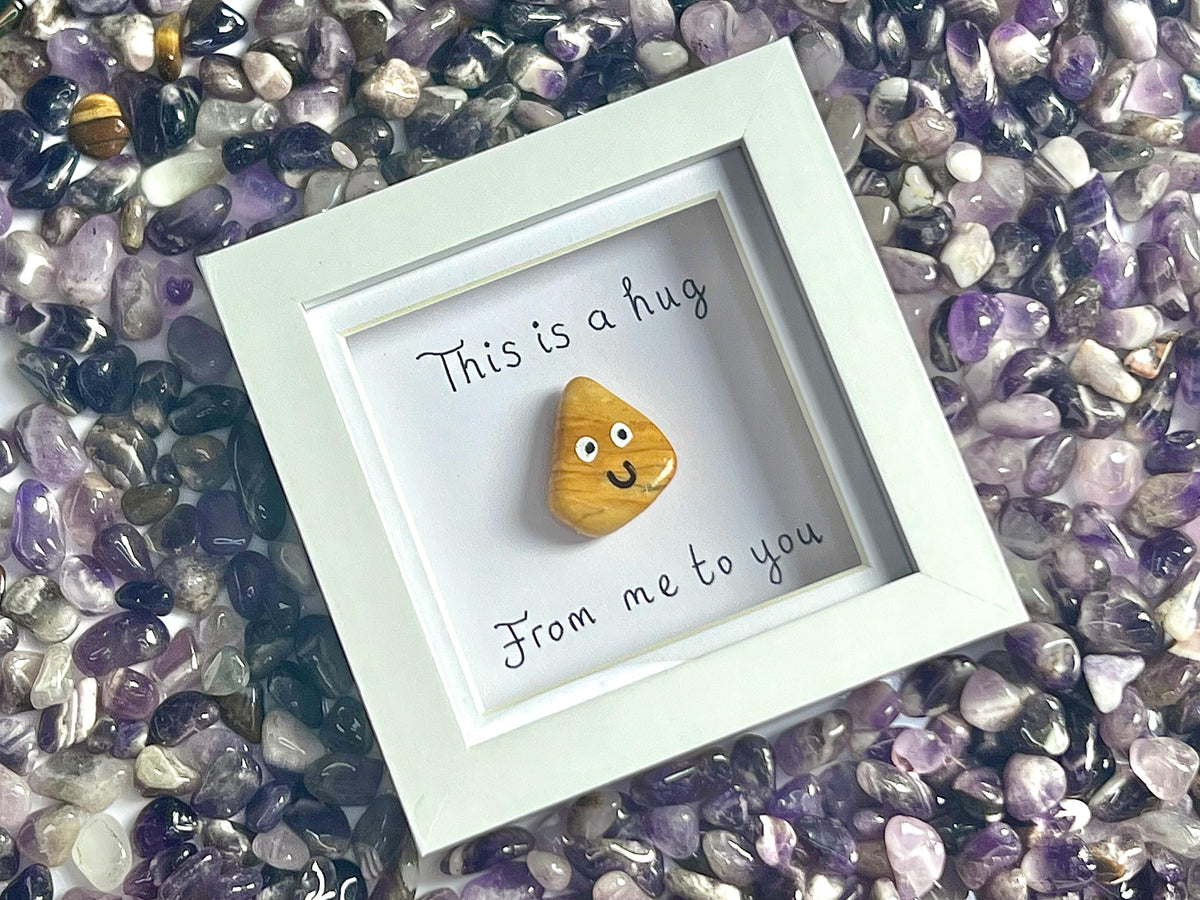 Framed Crystal Pocket Hug, Handmade Gift, Amethyst, Rose Quartz