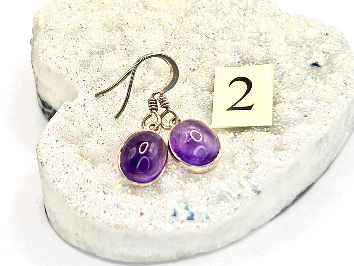 Sterling silver amethyst dangle earrings, crown chakra gemstone drop earrings for women, metaphysical shops, February birthday gift for her