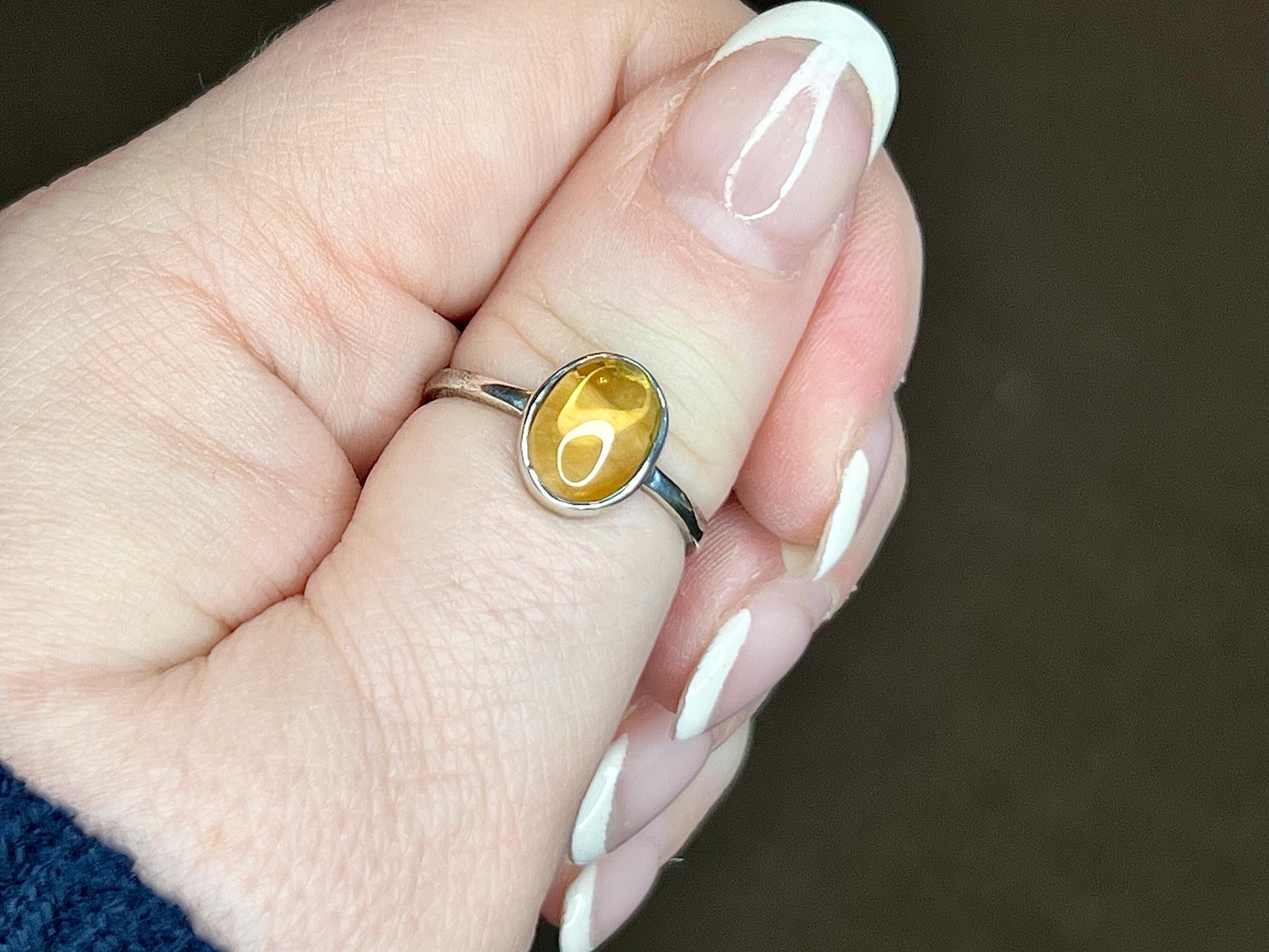 Citrine Crystal Ring, 925 Sterling Silver, UK size P, Gemstone Jewellery, Crystal gift for wealth, Ethically sourced, metaphysical shop