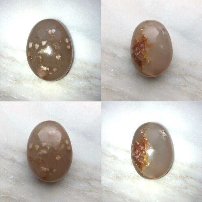 Stunning Flower Agate Healing Crystal Palmstones, Pocket Stone, Worry Stone. Cherry Blossom | Ethically Sourced UK Crystals | Gift