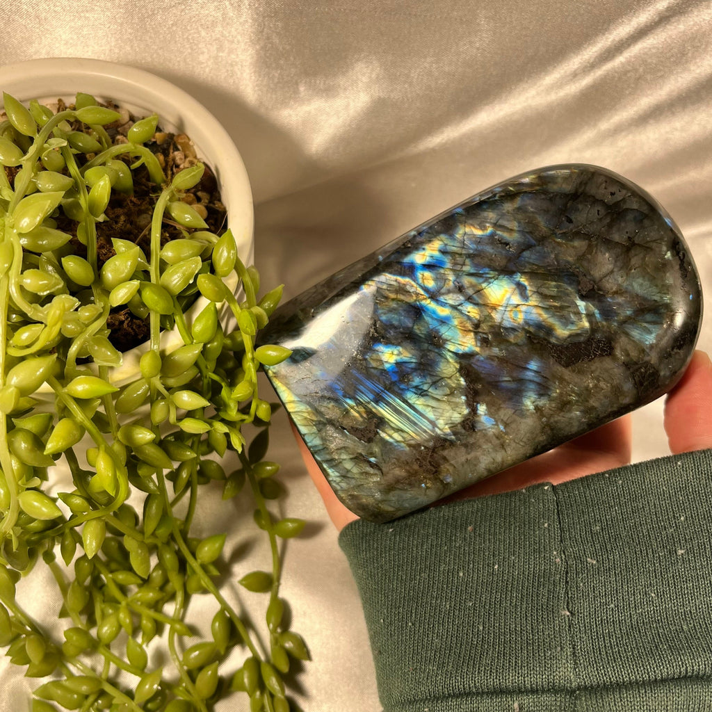 Labradorite Freeform , High Flash Standing Labradorite, Third Eye and Crown Chakra, Consciously Sourced, 765g
