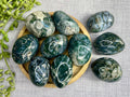 Moss Agate Palmstone, Green and White Crystal, Ethically Sourced, UK Metaphysical shop, Crystal gift for strength, Heart Chakra Stone, Reiki