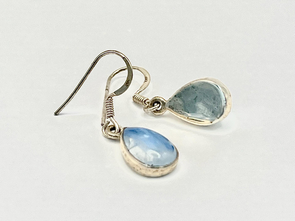 Sterling silver blue moonstone dangle earrings, crown chakra, gemstone drop earrings for women, metaphysical shop, June birthday gift for her