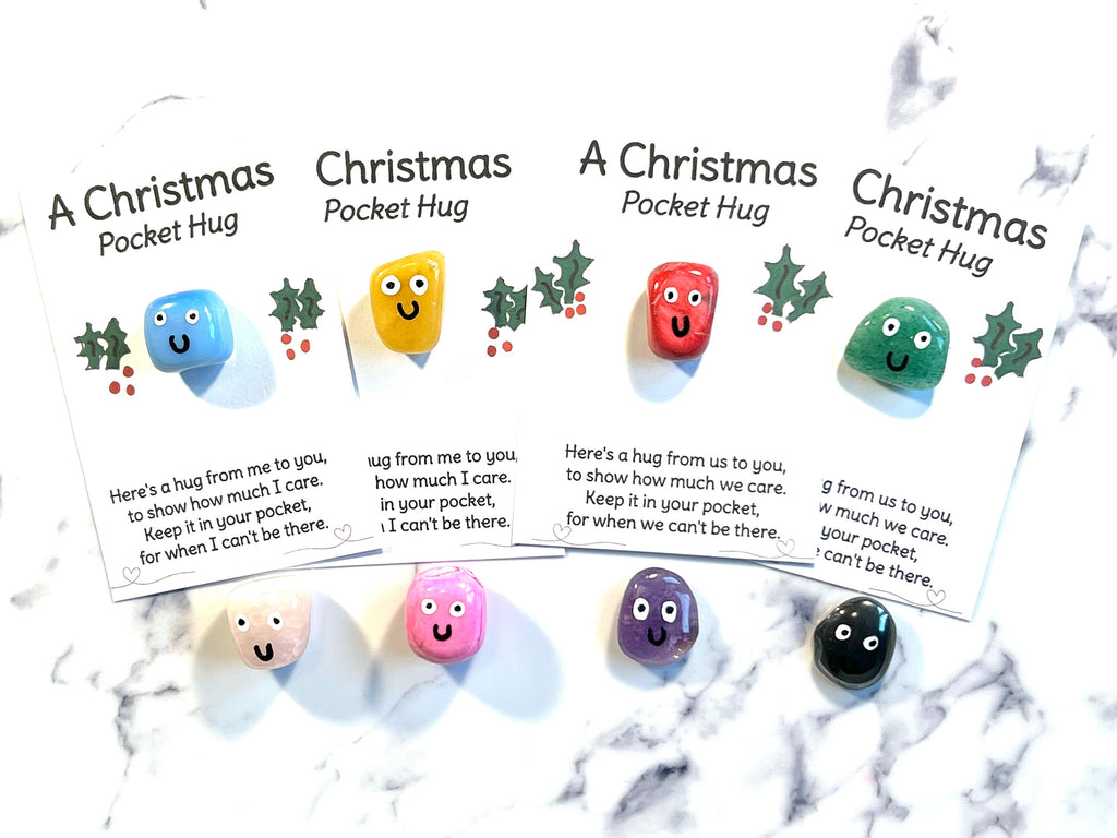 Christmas Crystal Pocket Hug, Hand Painted Poem Card