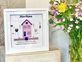 Seaglass Art Crystal Picture, Amethyst & Rose Quartz, New Home Gift With laser engraved house