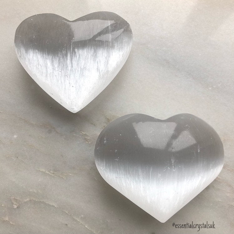Selenite Hearts 7cm, Crystal Cleanser, Satin Spar