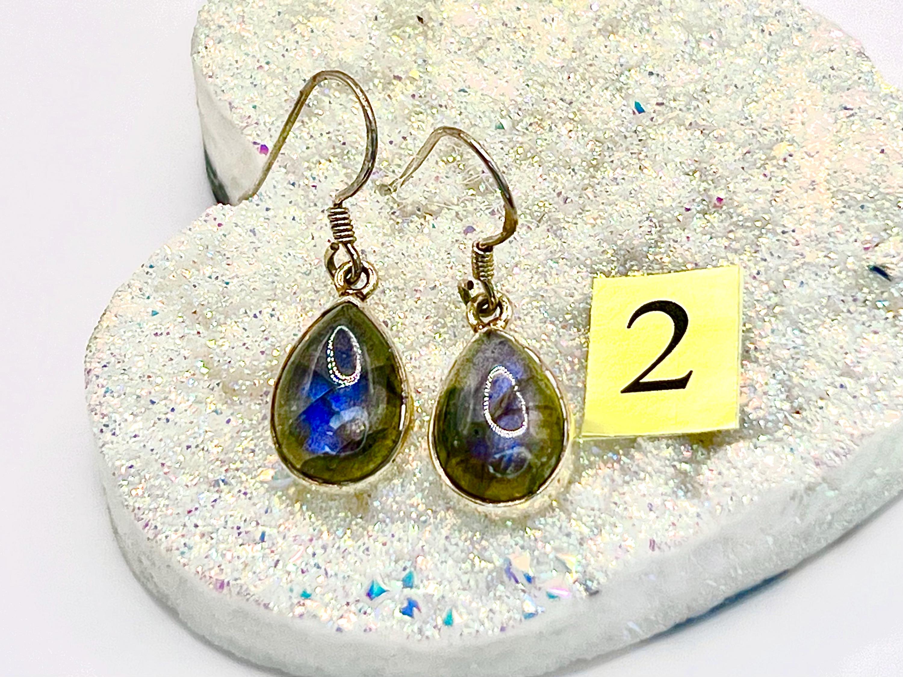 Labradorite Crystal Drop Earrings, 925 Sterling Silver, dangle crystal jewellery gift for her, metaphysical shop, gemstone for intuition
