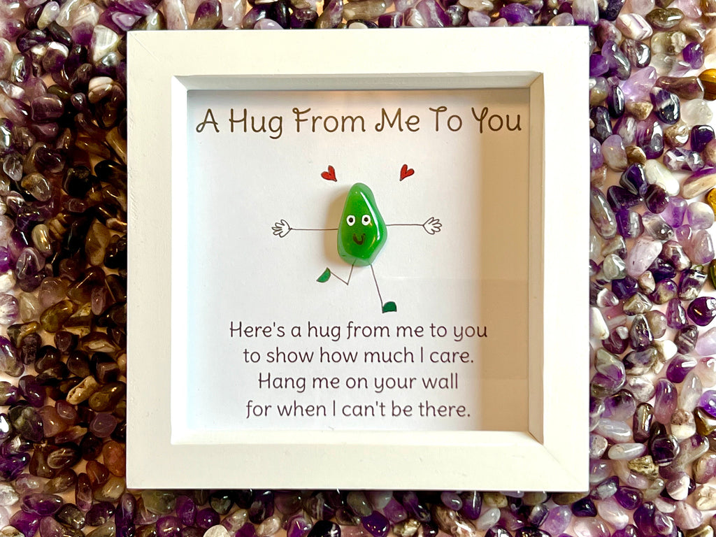 Framed crystal pocket hug picture, crystal present for best friend, new home gift, girlfriend gift ideas, framed crystal art, Amethyst