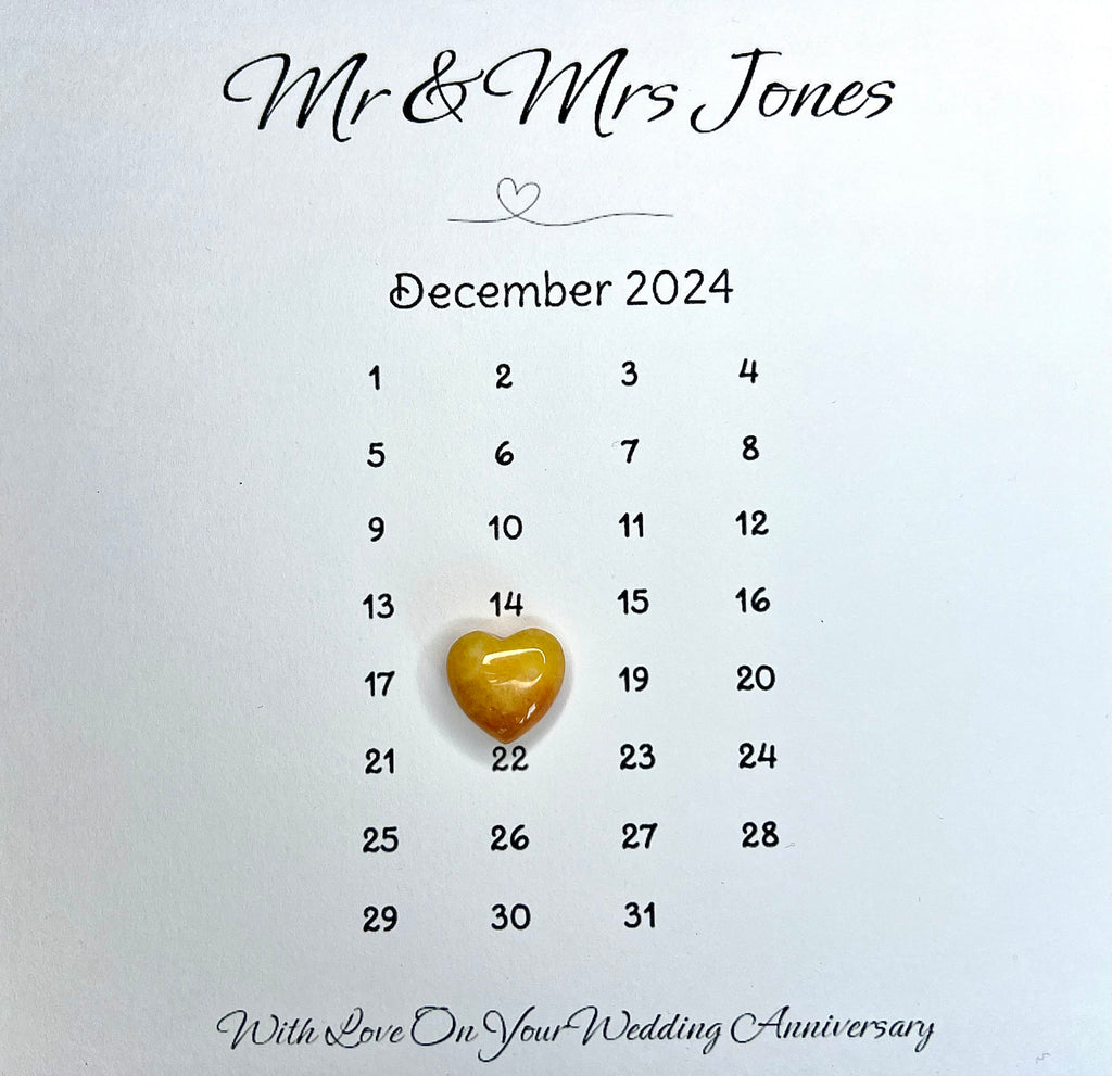 Personalised Wedding Anniversary Gift, Golden, Silver, Ruby, 1st Wedding Anniversary Present, Keepsake For Bride and Groom, Crystal Heart