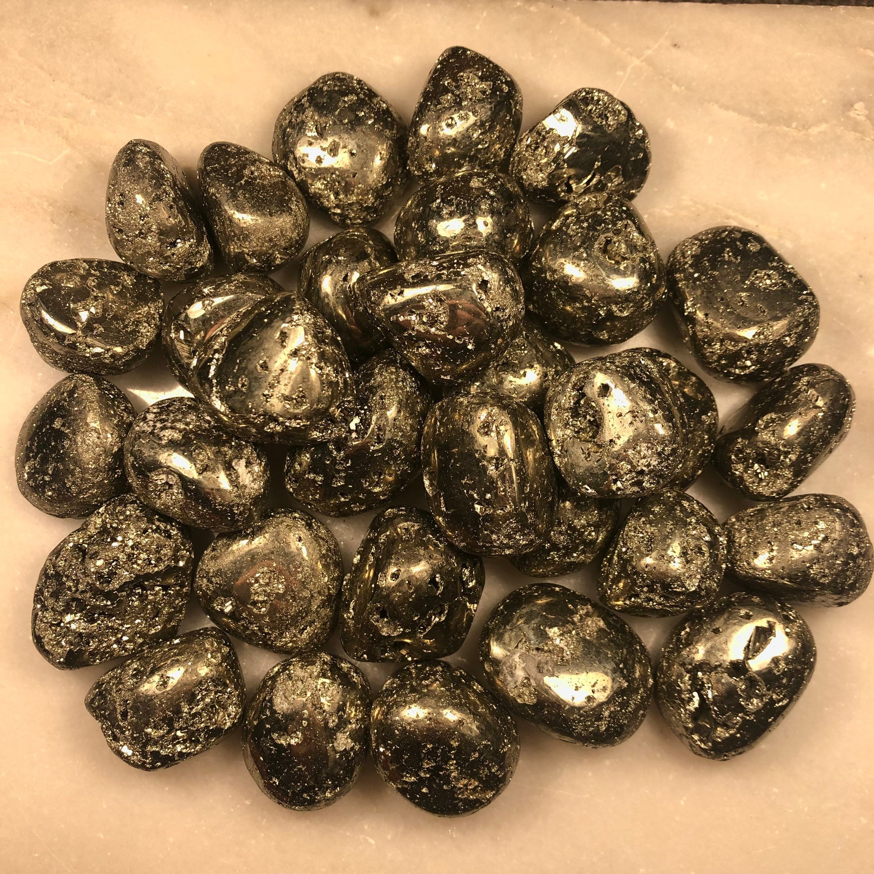 Pyrite Tumblestones, Crystals to Attract Abundance and Wealth, Fools Gold Tumbles