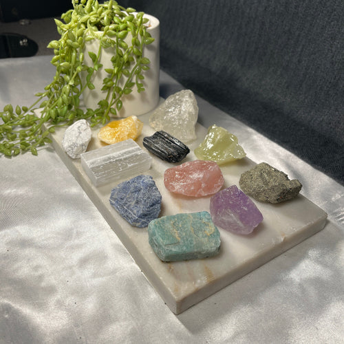 10 Raw Crystals Starter Set , Beginner Crystals Kit, Full Set of Raw Crystals , Raw Crystal Collection, Rose Quartz, Amethyst, Pyrite