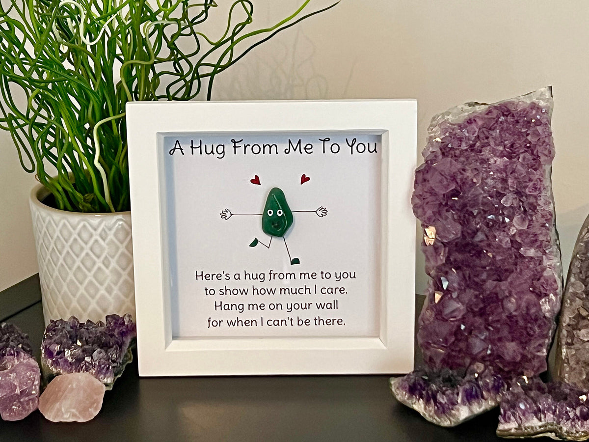 Framed crystal pocket hug picture, crystal present for best friend, new home gift, girlfriend gift ideas, framed crystal art, Amethyst