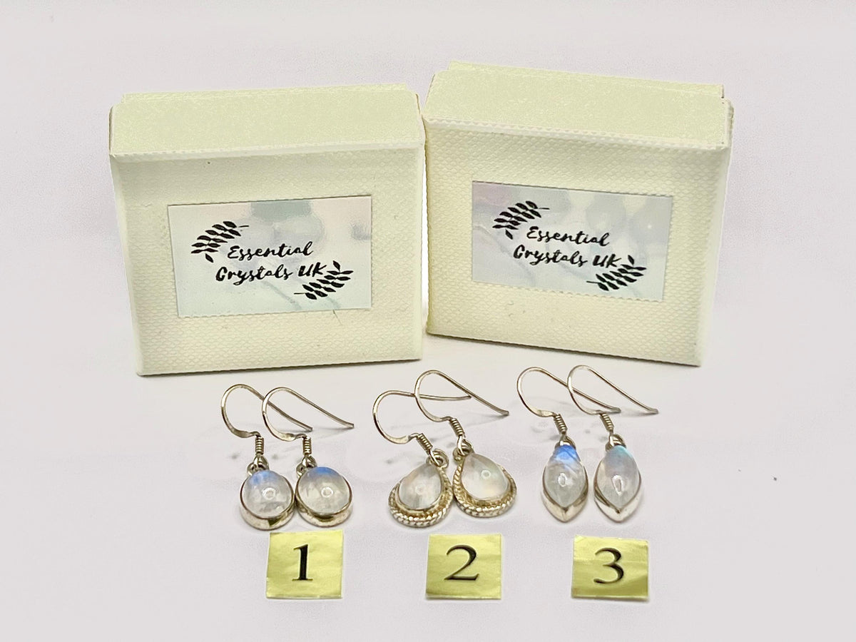 Sterling silver moonstone dangle earrings, crown chakra gemstone, drop earrings for women, metaphysical shop, June birthday gift for her
