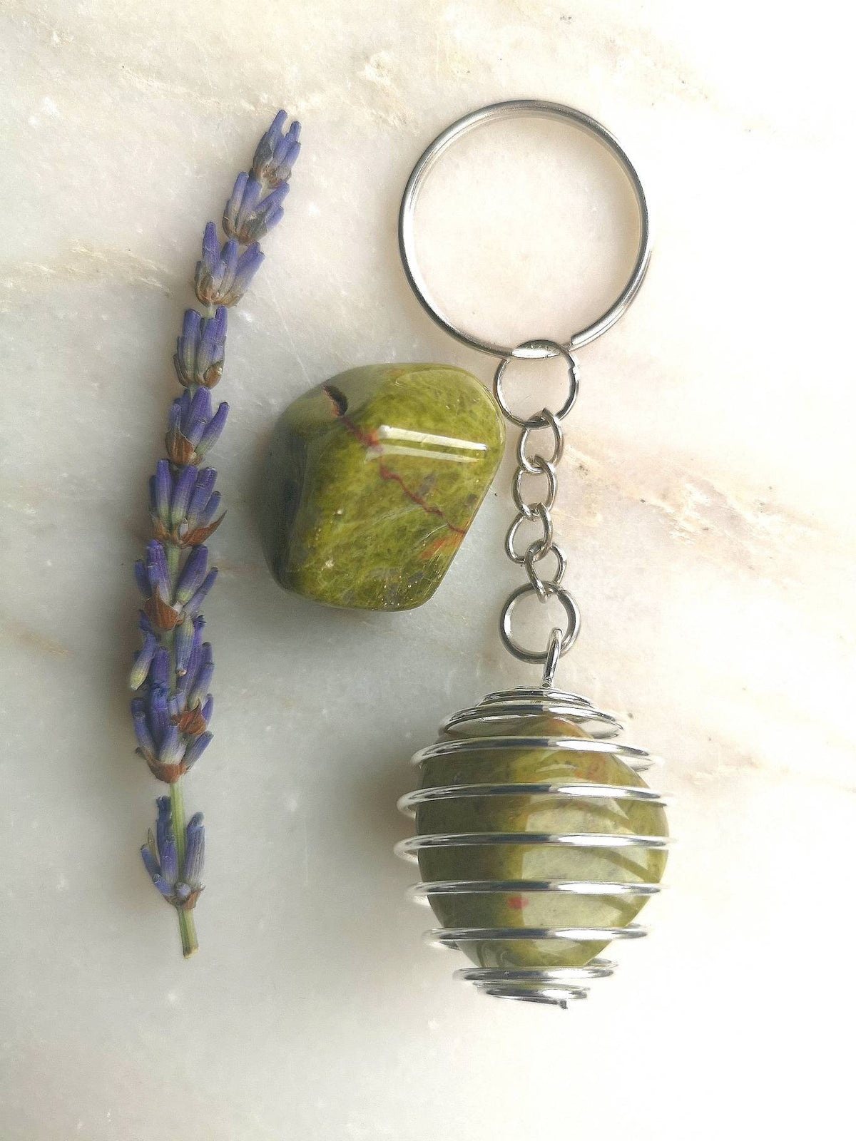 Crystal Healing Keyring, Amethyst, Opalite, Quartz, Obsidian