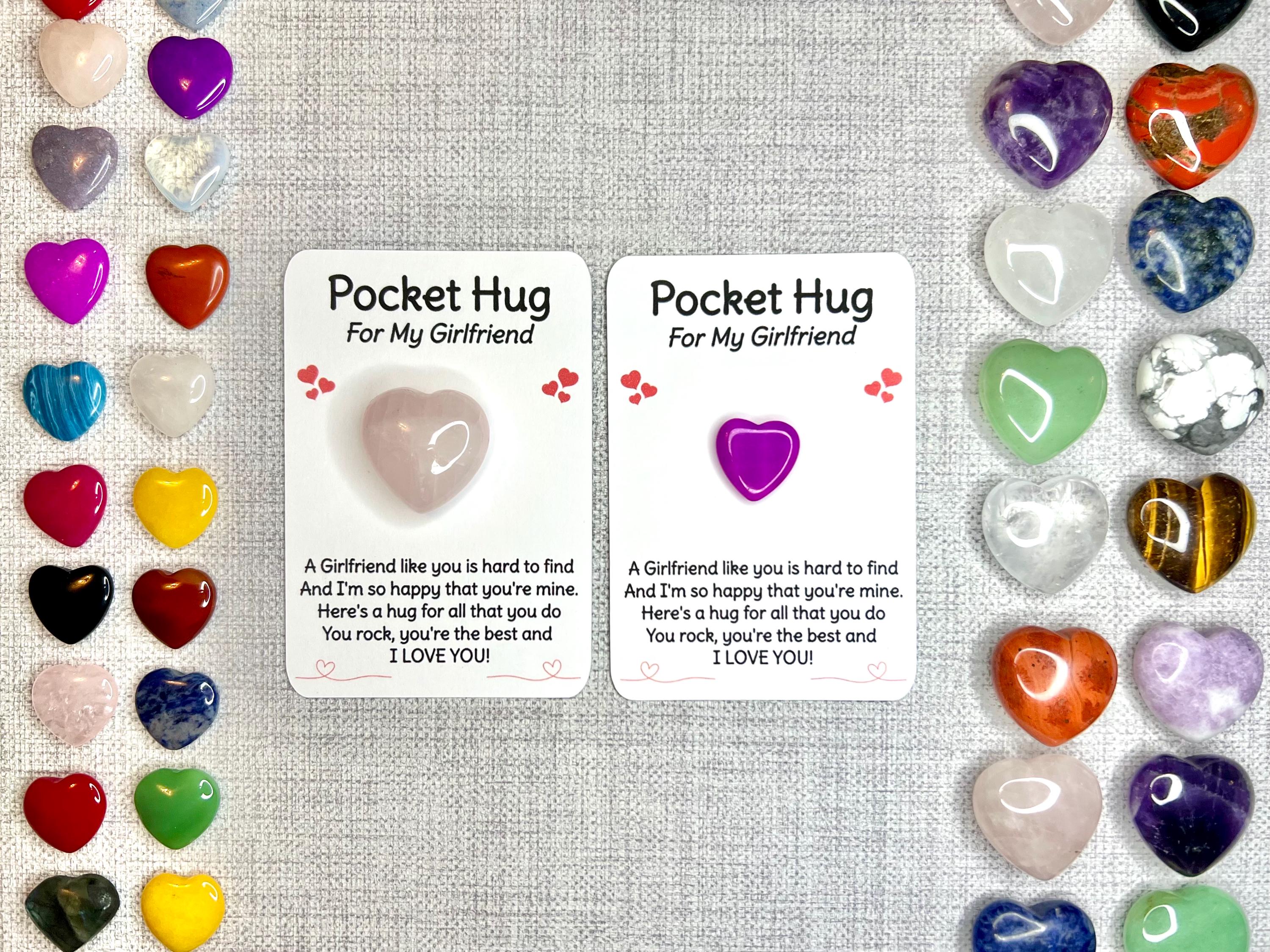 Crystal Heart Pocket Hug for Girlfriend, Crystal letterbox gift, Thinking of you present, Poem Card, Choose Crystal Type, Metaphysical Shop
