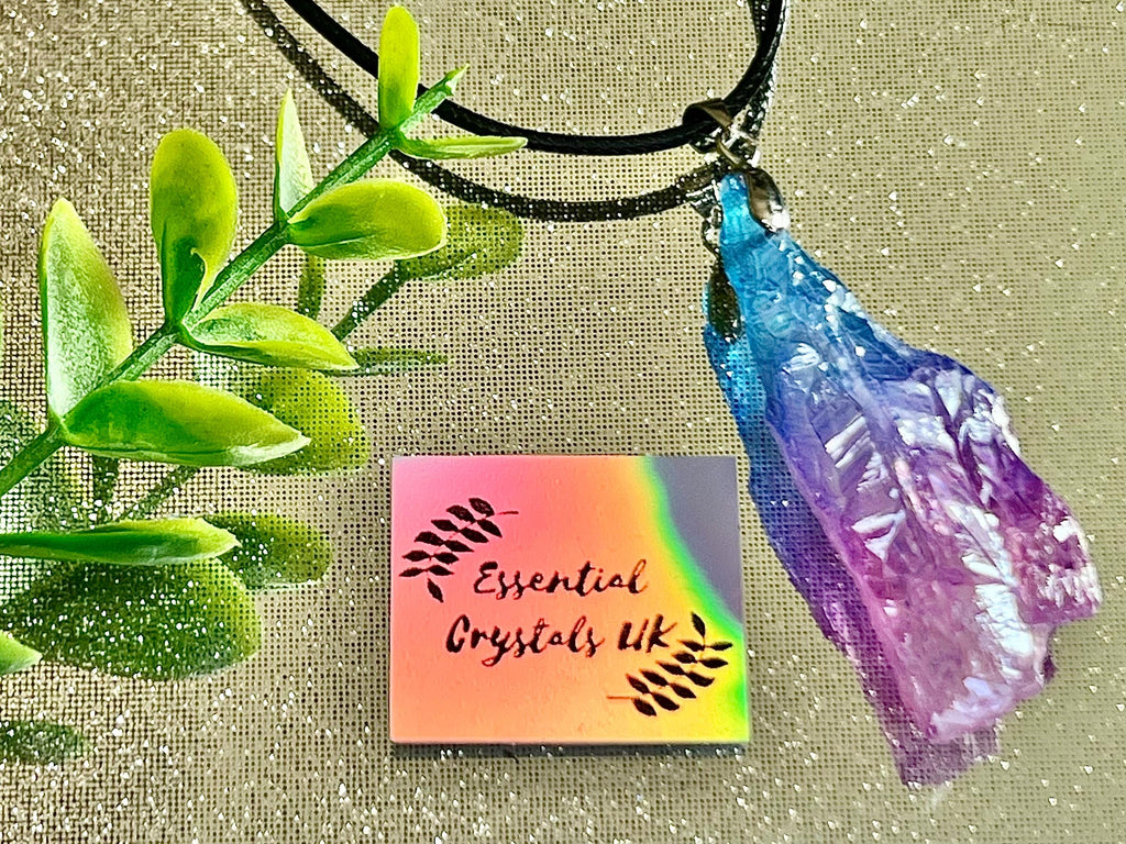 Aura Quartz Crystal pendants, Pink and Blue “Candy Floss”, Red / Orange “flame”, Green / Purple “mermaids tails”, Gemstone necklace gift