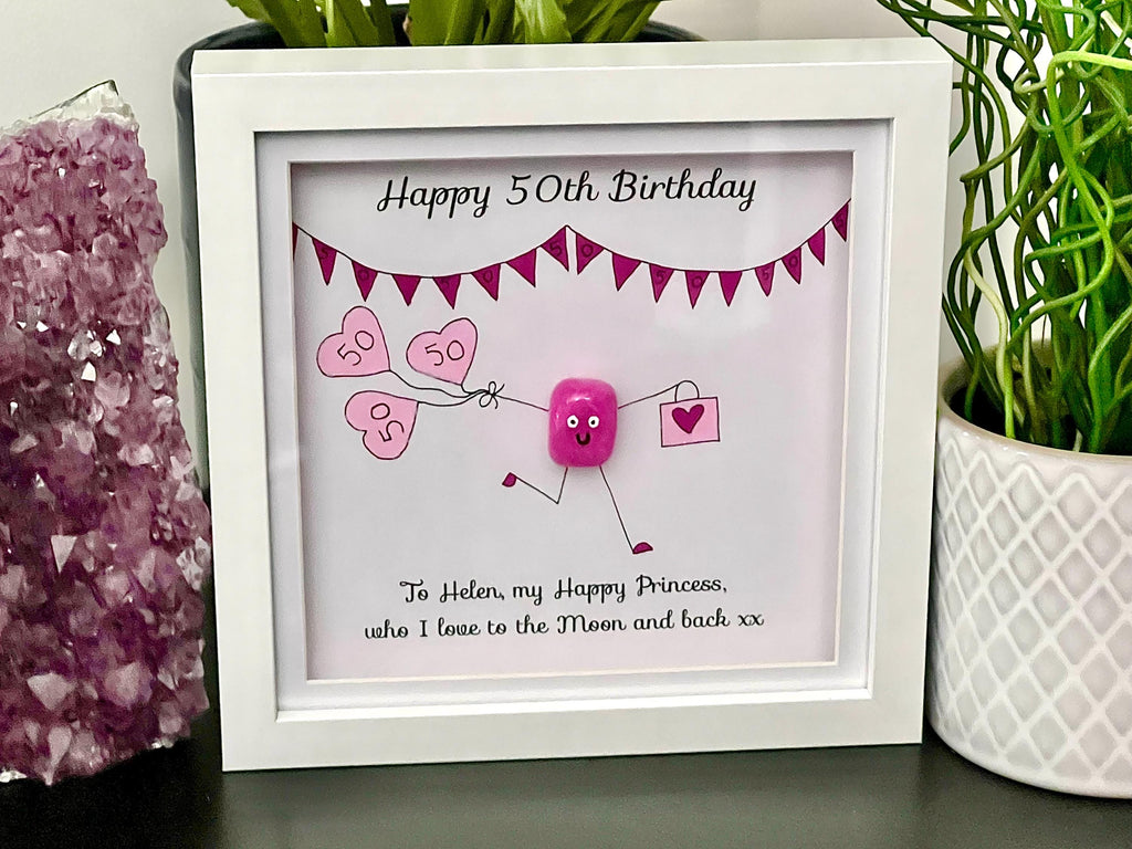 Personalised Birthday Crystal Wall Art Frame, Hand painted 13th, 16th, 18th, 21st, 30th, 40th, 50th, 60th, 70th, 80th, 90th, 100th gift idea