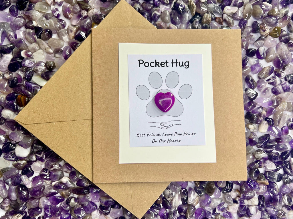 Pet Bereavement Cards, Pocket Hug Crystal Hearts, Recovery Crystals, Gift for Dog Loss, Cat sympathy card, Rainbow Bridge, Best Friend
