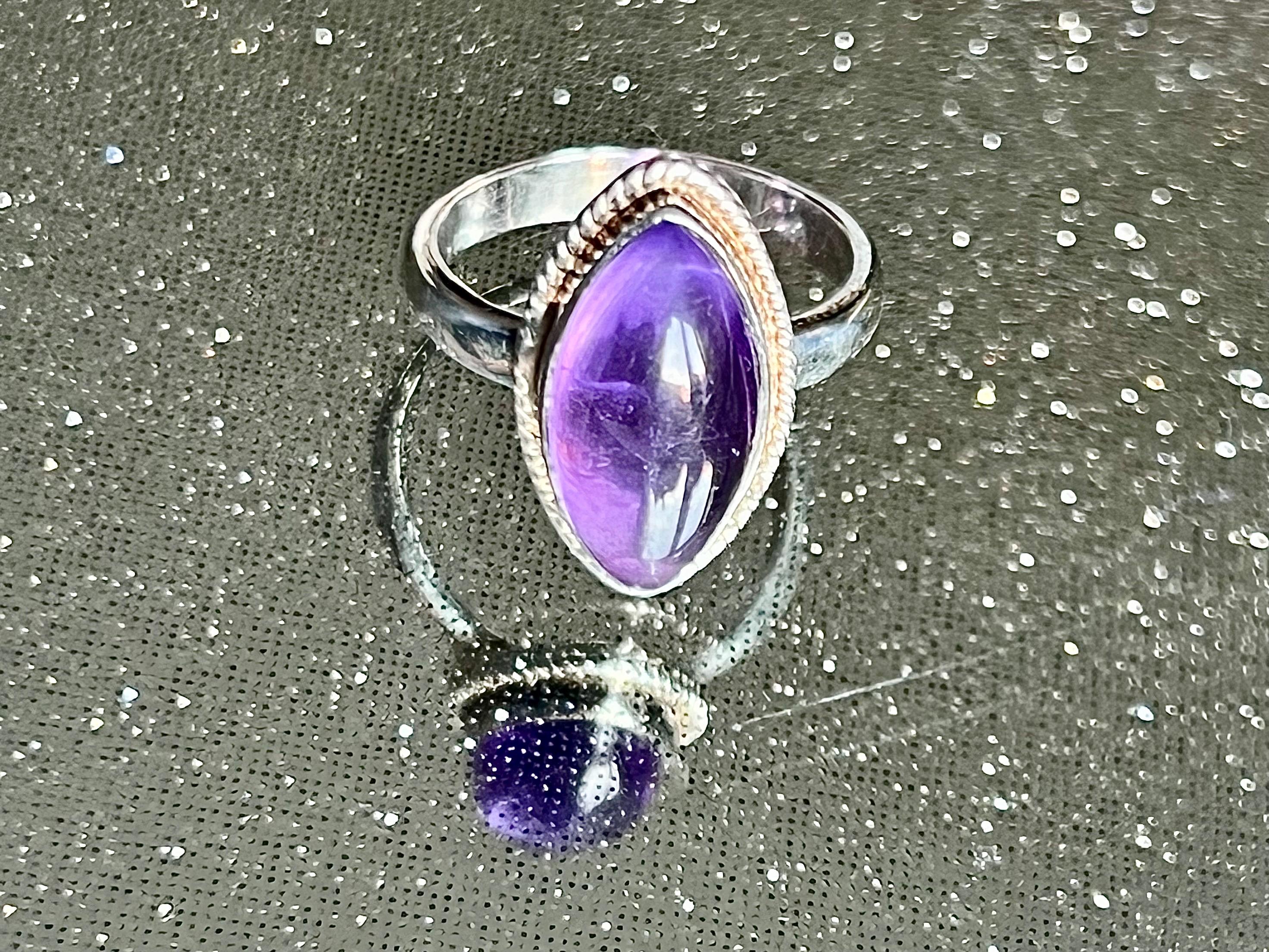 Amethyst Crystal Ring, UK Size L & 1/2, 925 Sterling Silver, Healing Crystal Jewellery Gift, Purple Gemstone for anxiety, Ethically sourced