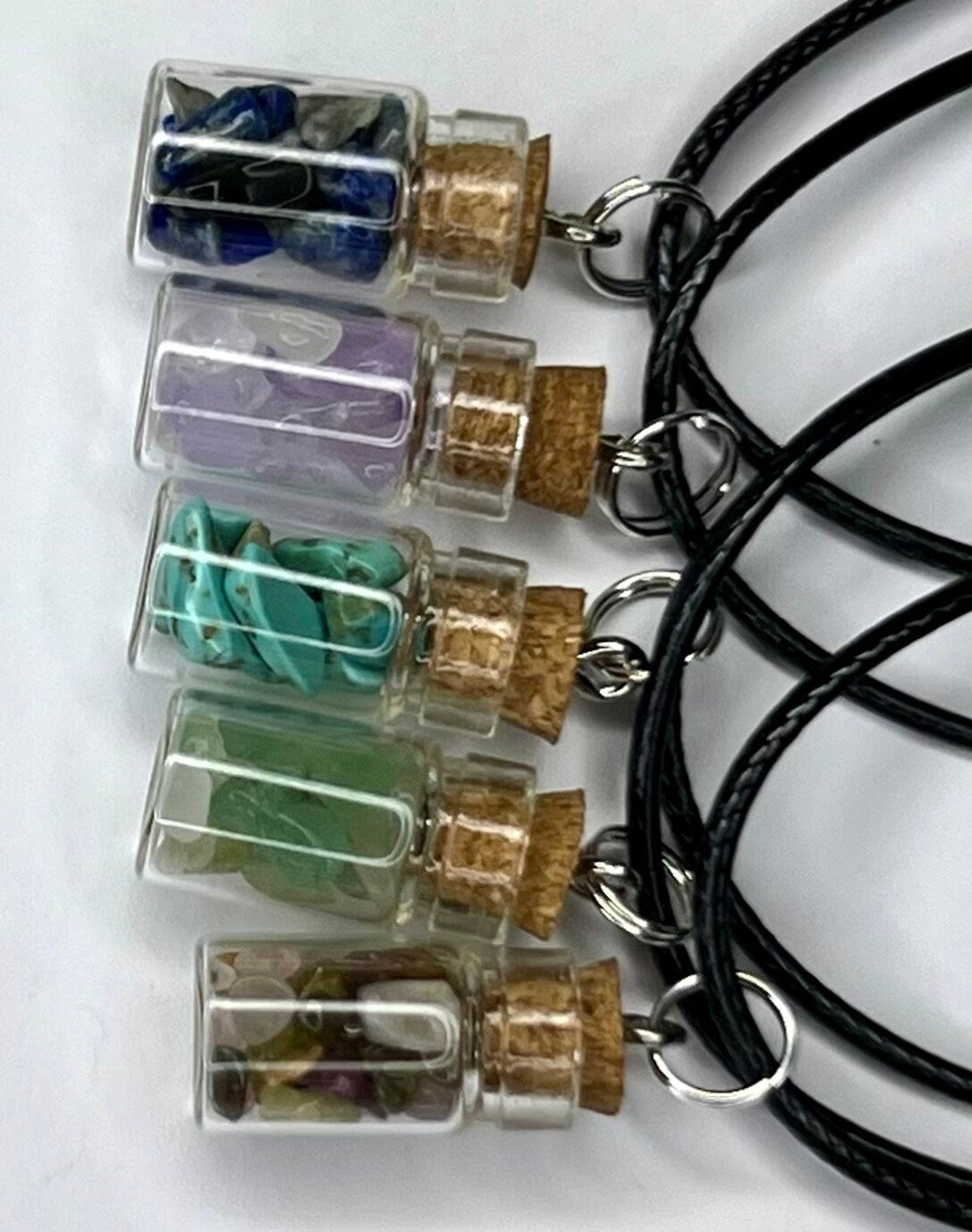 Pocket Hug Necklace, Crystal Wish Bottle Gift Card, Crystal Letterbox Gift, Amethyst Chips, Blue Howlite, Green Aventurine, Sodalite, Chakra