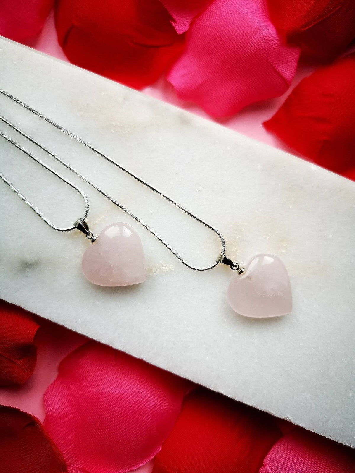 Matching Rose Quartz Crystal Necklaces, Mum & Daughter Jewellery Gift, UK Crystals, Birthday Gift for sisters, Best friends necklaces