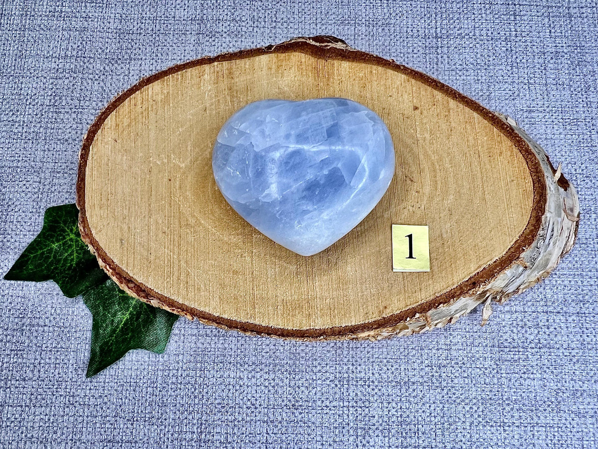 Blue Calcite Crystal Hearts, Reiki stone for peace, Birthday gift for her, Valentines present, Mothers Day gift for Mum, Grandma, Daughter