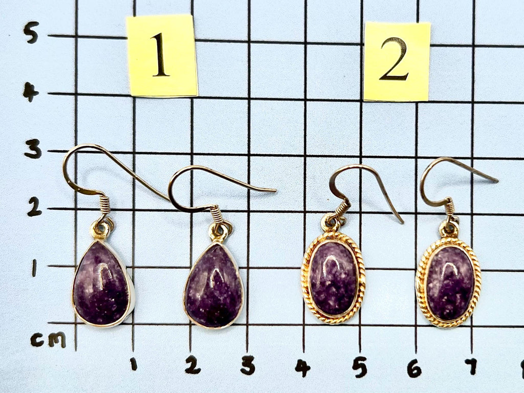 Sterling silver lepidolite dangle earrings, crown chakra gemstone drop earrings for women, metaphysical shops, birthday gift for her