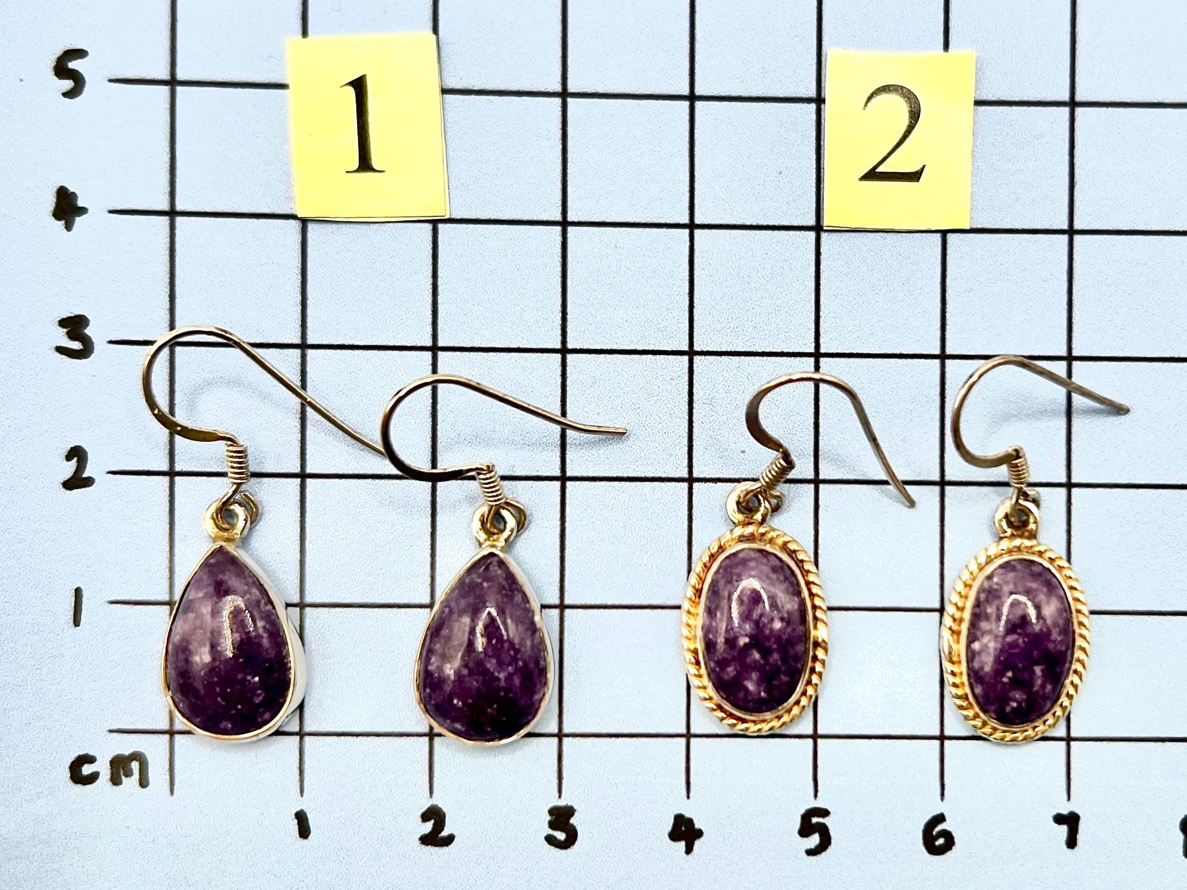 Sterling silver lepidolite dangle earrings, crown chakra gemstone drop earrings for women, metaphysical shops, birthday gift for her