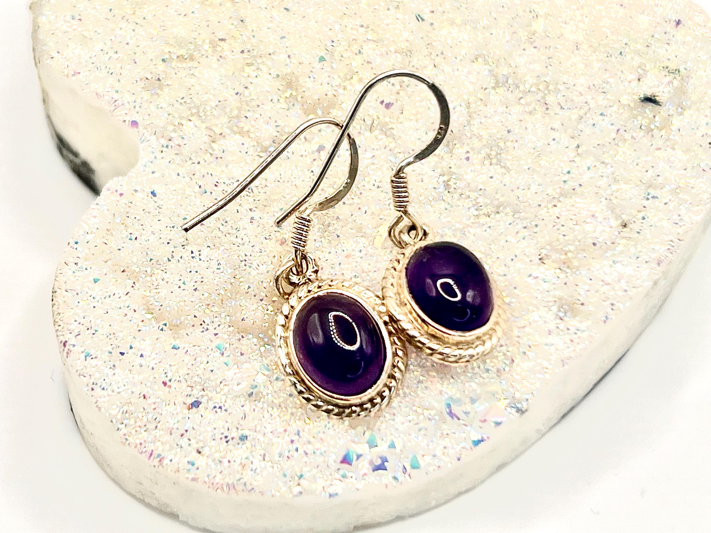 Sterling silver amethyst earrings dangle, crown chakra gemstone earrings for women, metaphysical shops, February birthday gift for her