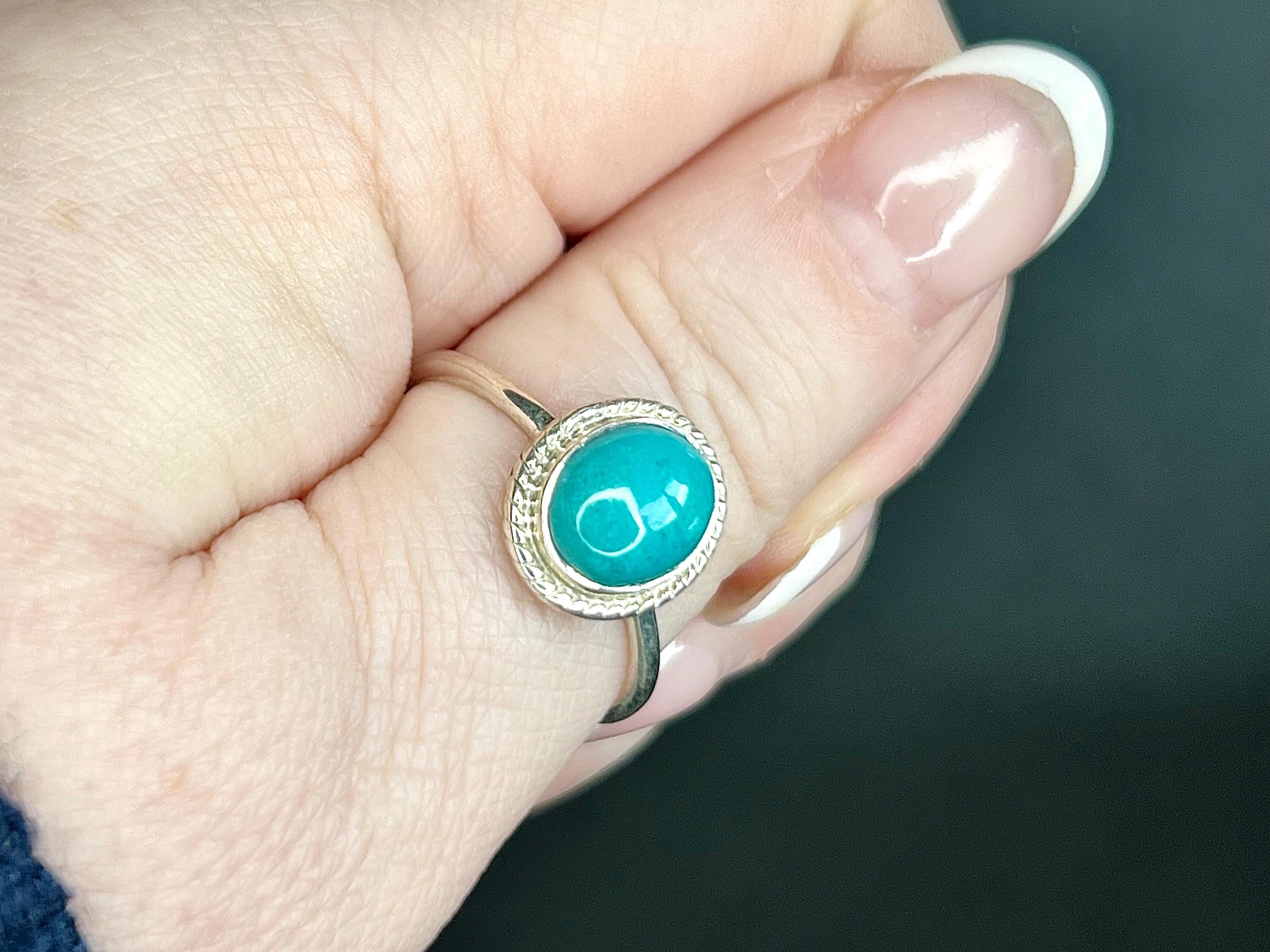 Chrysocolla Crystal Ring, 925 Sterling Silver, UK size W, Gemstone Jewellery, Crystal gift for calming, Ethically sourced, metaphysical shop
