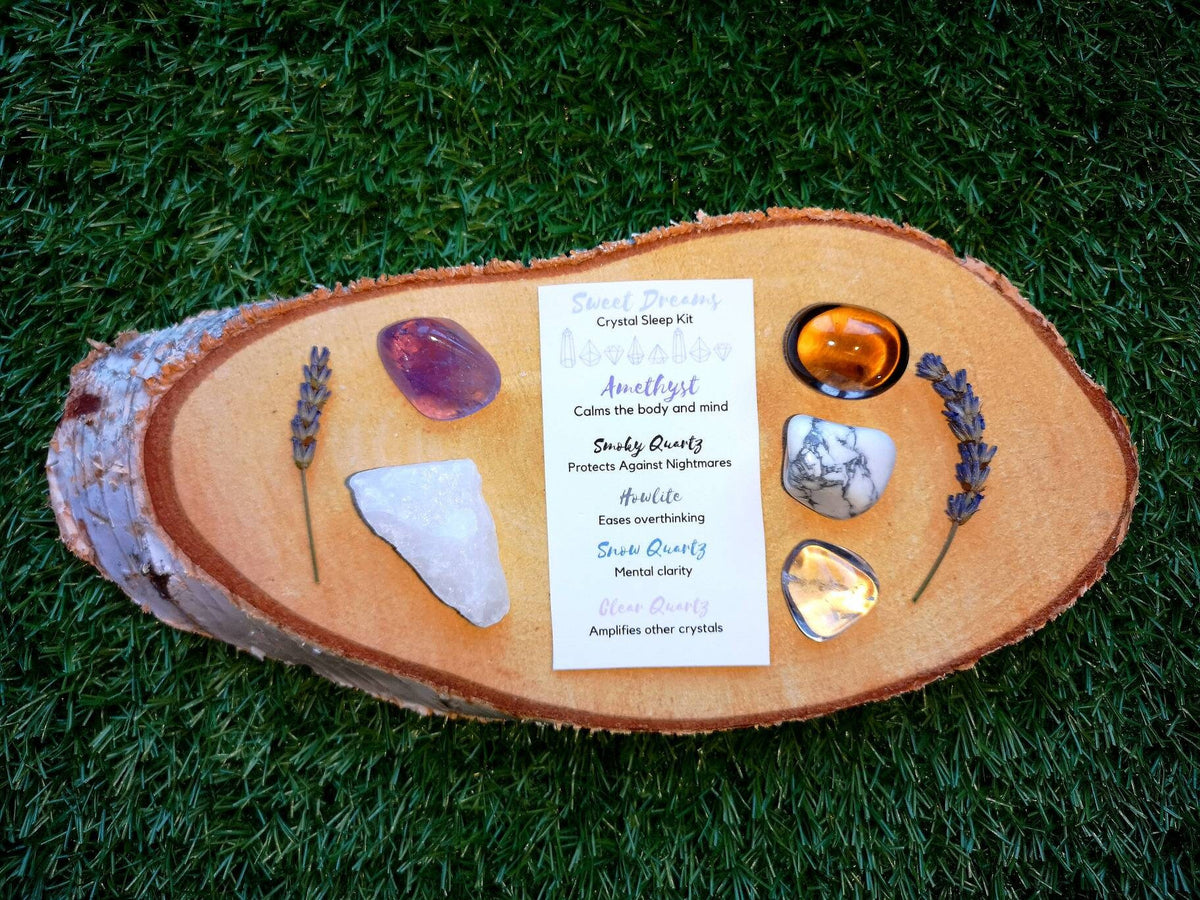 Crystal Sleep Set, Sweet Dreams Crystals Sleep Kit, Ethically Sourced Crystals UK, Gift Includes AA Grade Smoky Quartz, Amethyst