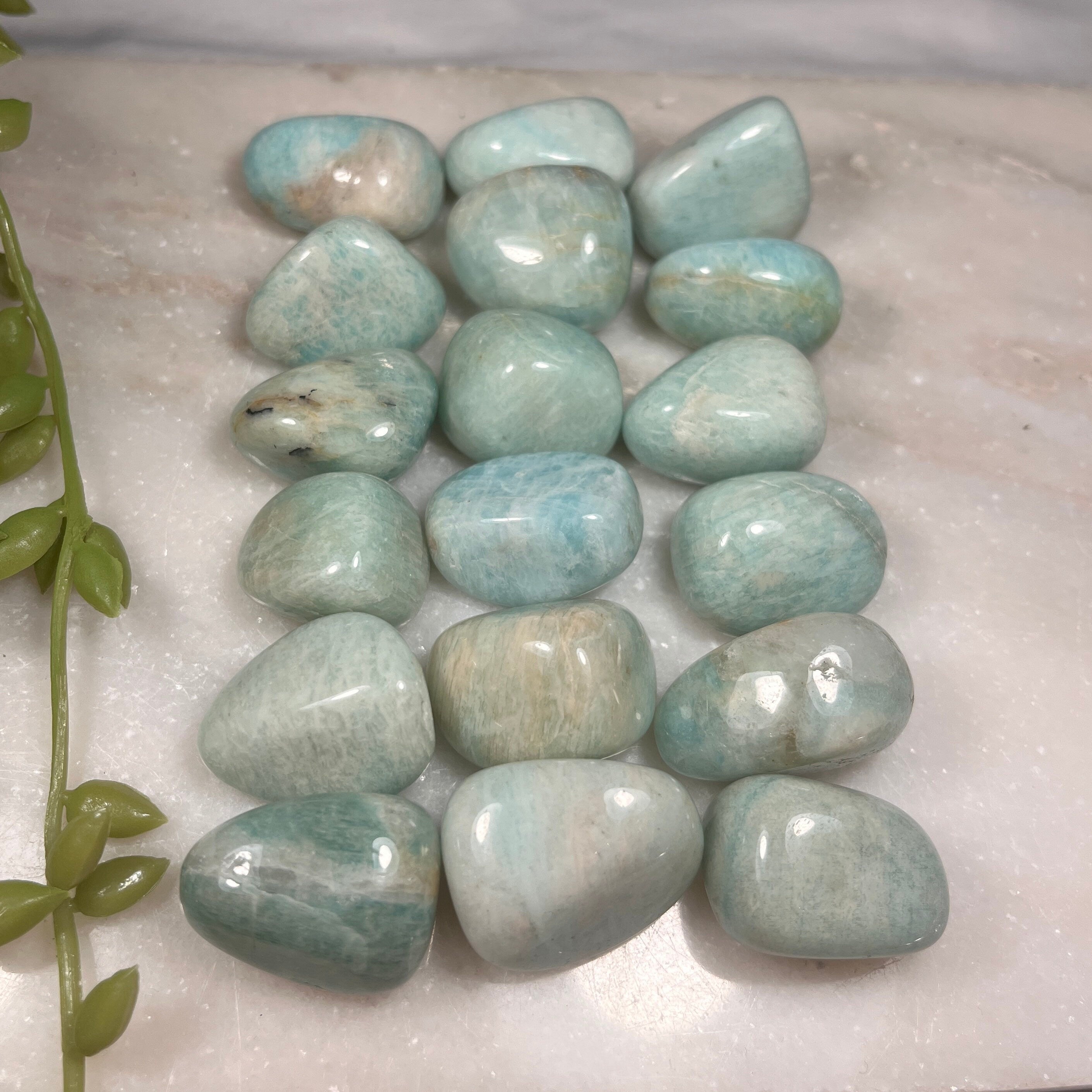 Amazonite Tumblestones, Size Options, Consciously Sourced