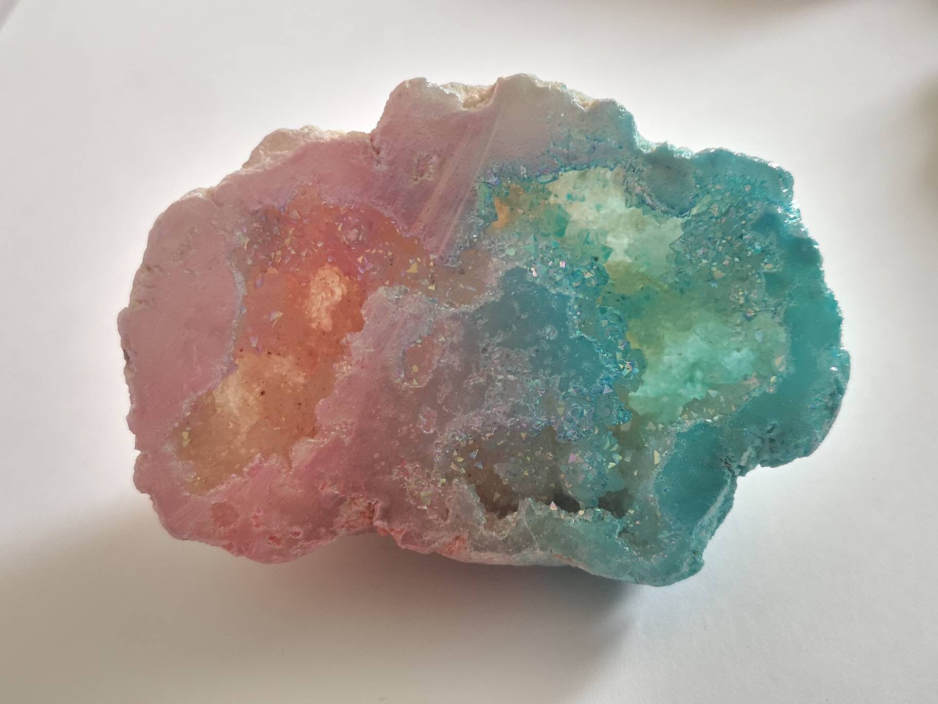 Pink and Blue Aura Quartz Geodes / UK Crystals Clusters / Ethically Sourced Unique Gifts / Healing Crystals / Pink / Blue / Candy Floss