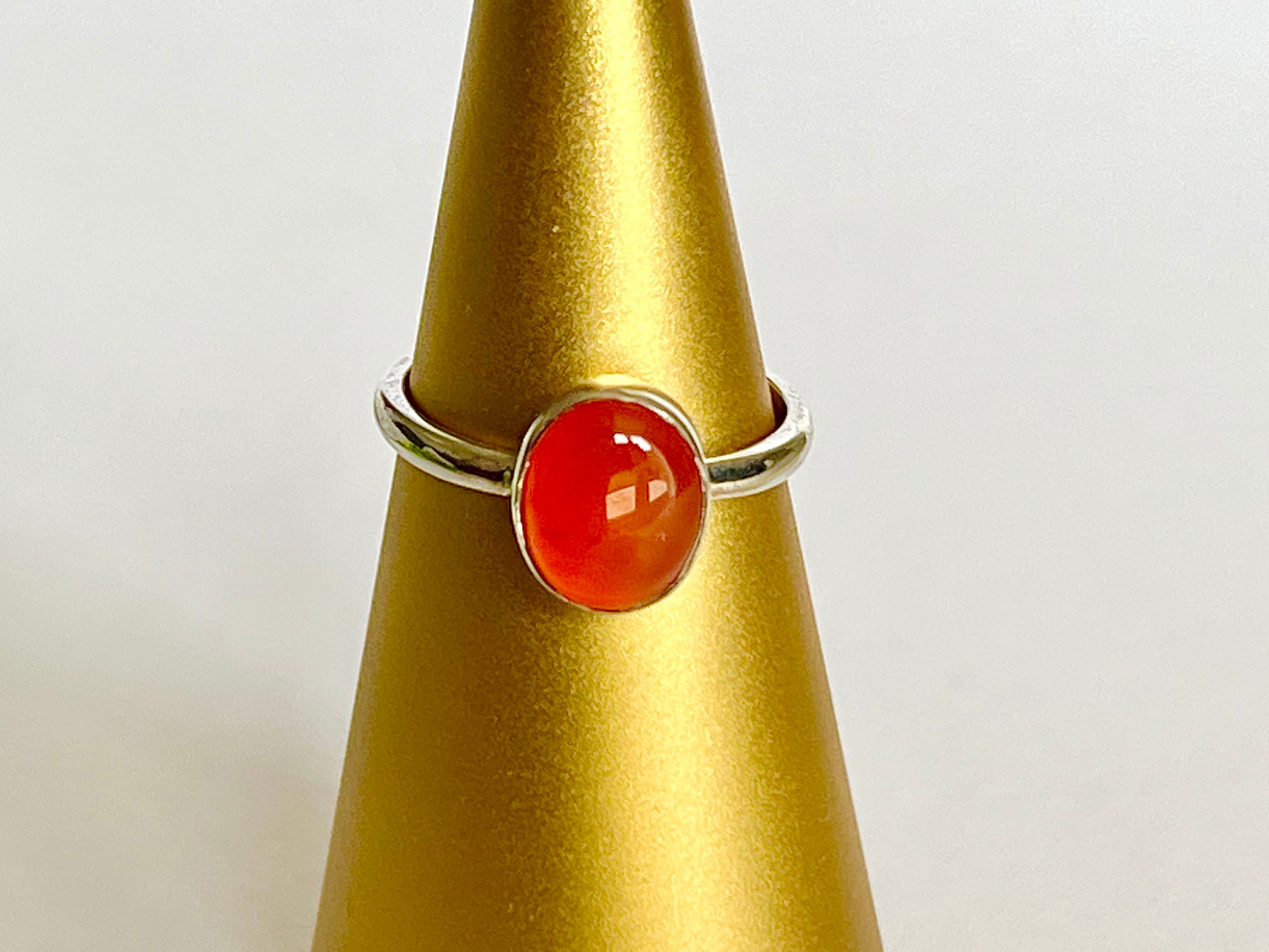 Carnelian Crystal Rings, Sterling Silver Size N, Crystal Jewellery, Gift for her, Red Carnelian Gemstone, UK Ethically Sourced