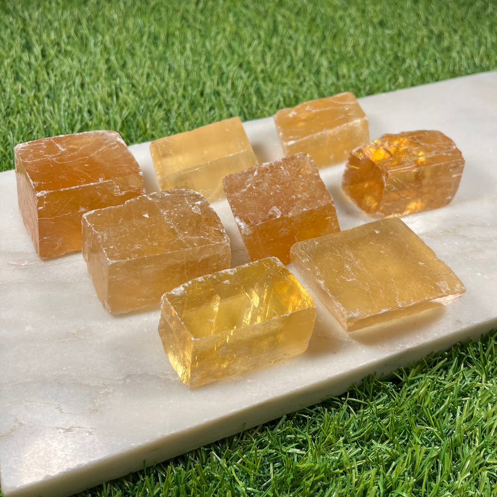 Honey Calcite crystal chunks, Raw Honey Calcite crystal, third eye chakra stone, solar plexus chakra crystal, ethically sourced UK crystal