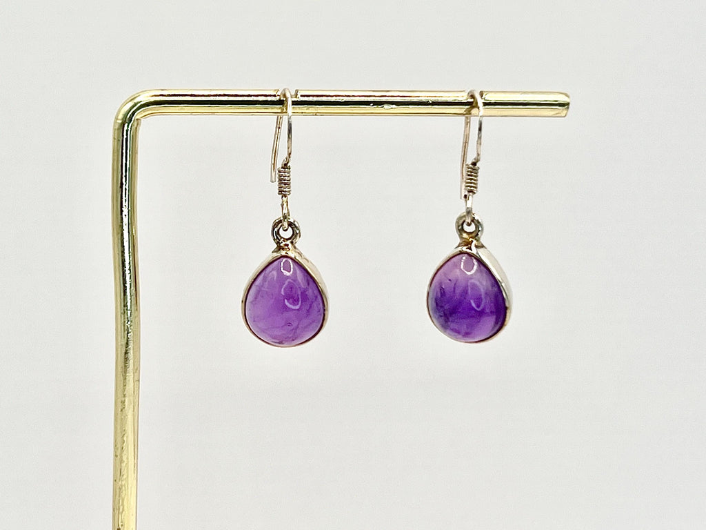 Sterling silver amethyst dangle earrings, crown chakra gemstone drop earrings for women, metaphysical shops, February birthday gift for her
