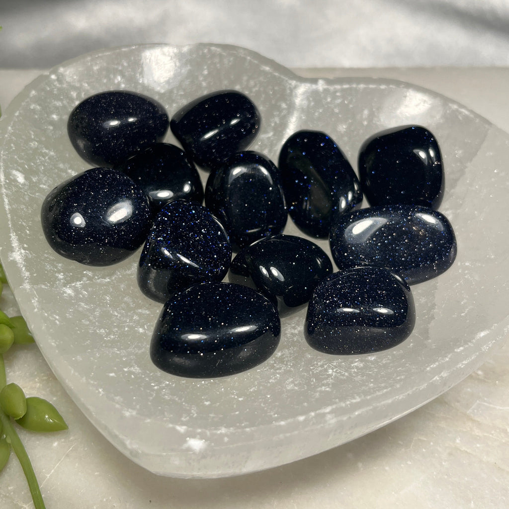 Blue Goldstone Tumblestones , Manmade Crystals , Goldstone , Consciously Sourced , UK Crystals