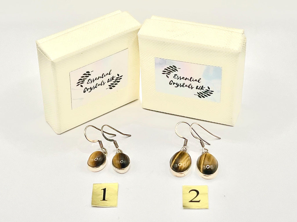 Sterling Silver Tigers Eye Crystal Dangle Earrings, Solar Plexus Chakra Gemstone, Tiger Eye Drop Earring, November Birthstone Gift for her