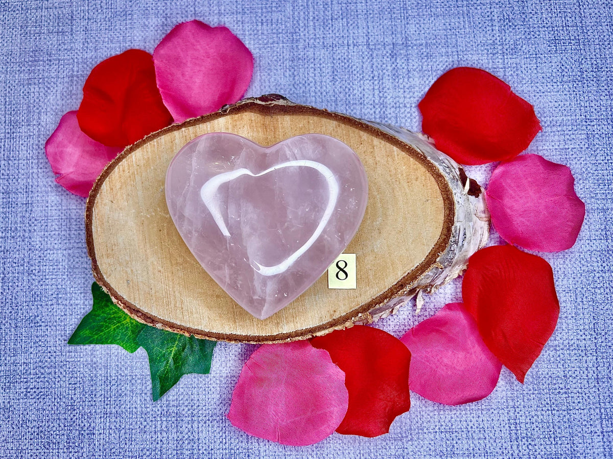 Rose Quartz Hearts, Pink Crystal Valentines Gift, Mothers Day Present, Crystal Gift for her, UK Ethically Sourced, Crystals for Love.