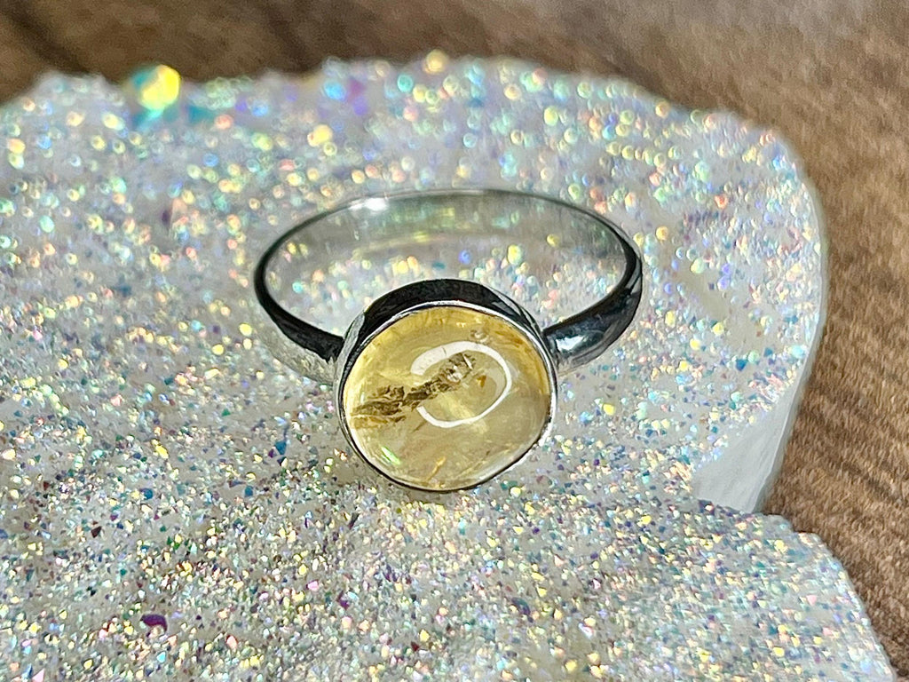 Citrine Crystal Ring, 925 Sterling Silver, UK size R & 1/2, Gemstone Jewellery, Crystal gift for wealth, Ethically sourced, metaphysical