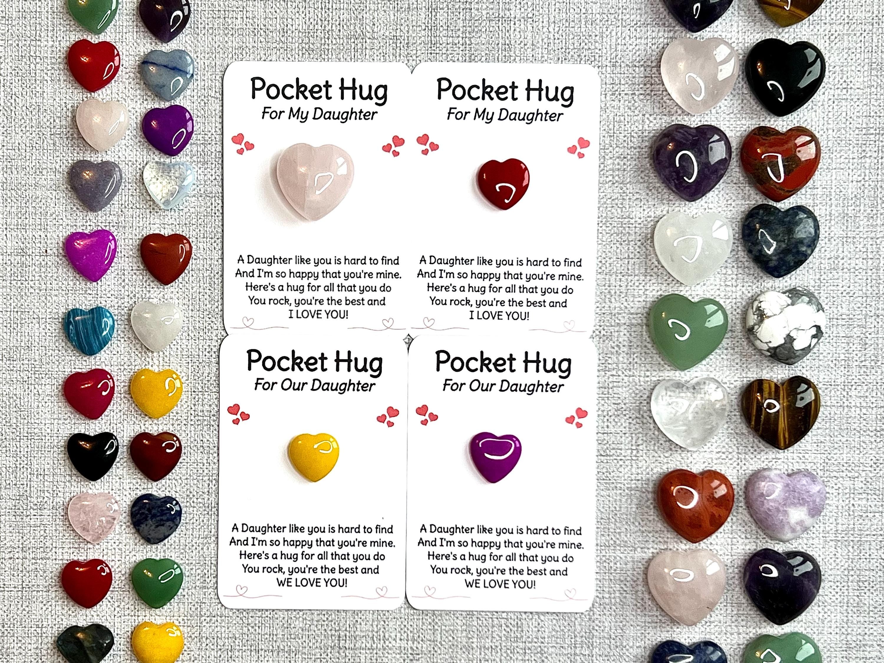 Crystal Heart Pocket Hug for Daughter, Crystal letterbox gift, Thinking of you present for loved one, Gift Card Poem, Choose Crystal Type