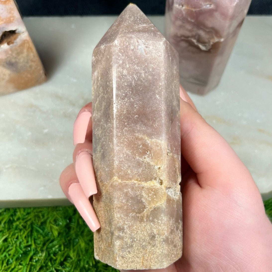 Pink Amethyst Tower, Crystal Point, Obelisk for Heart Chakra, Metaphysical Statement Piece, Druzy Tower B