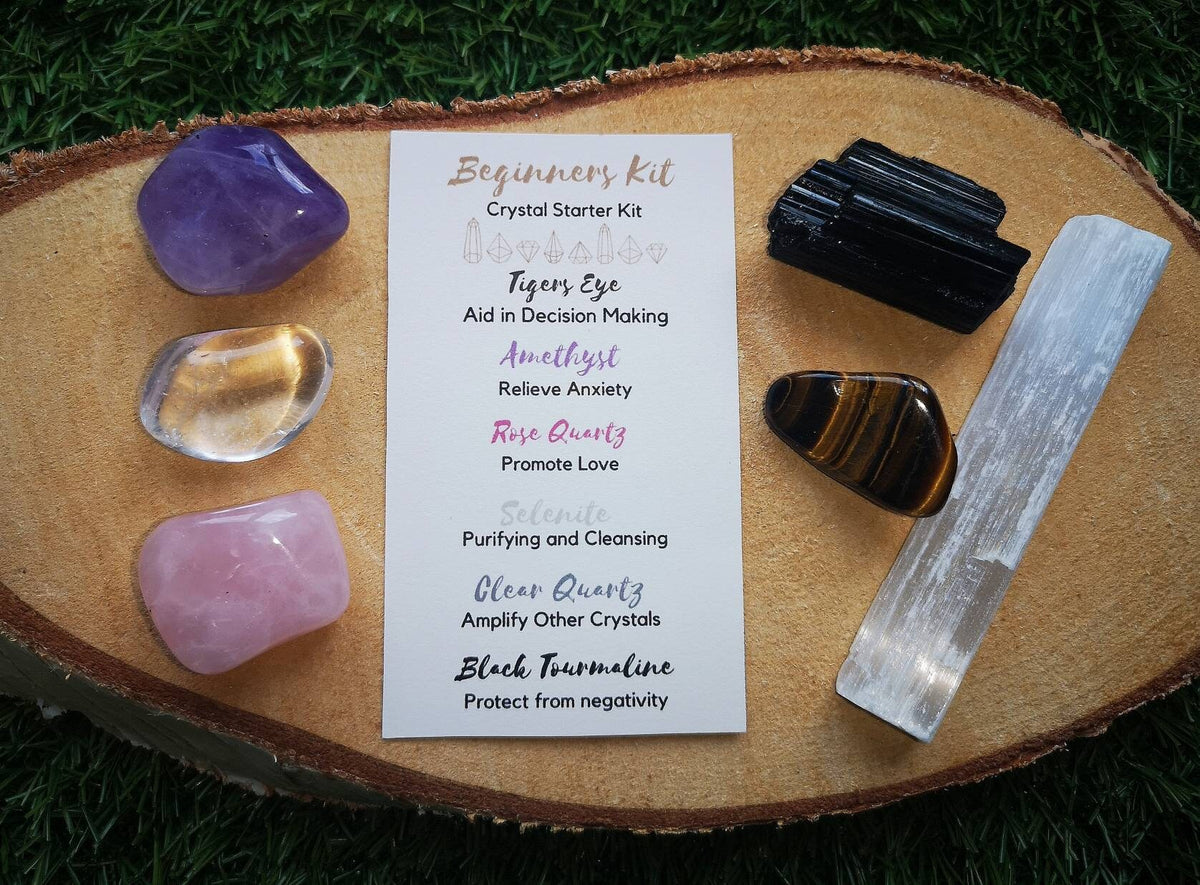 Beginners Crystal Kit, Crystal Starter Kit, UK Crystals, Ethically Sourced Healing Crystals, Unique Gift, Rose Quartz, Amethyst, Tigers Eye
