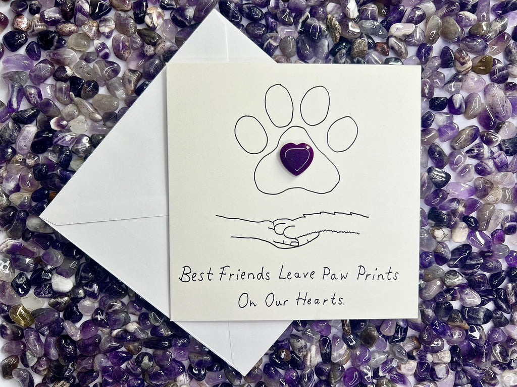 Pet Bereavement Cards, Pocket Hug Crystal Hearts, Recovery Crystals, Gift for Dog Loss, Cat sympathy card, Rainbow Bridge, Best Friend