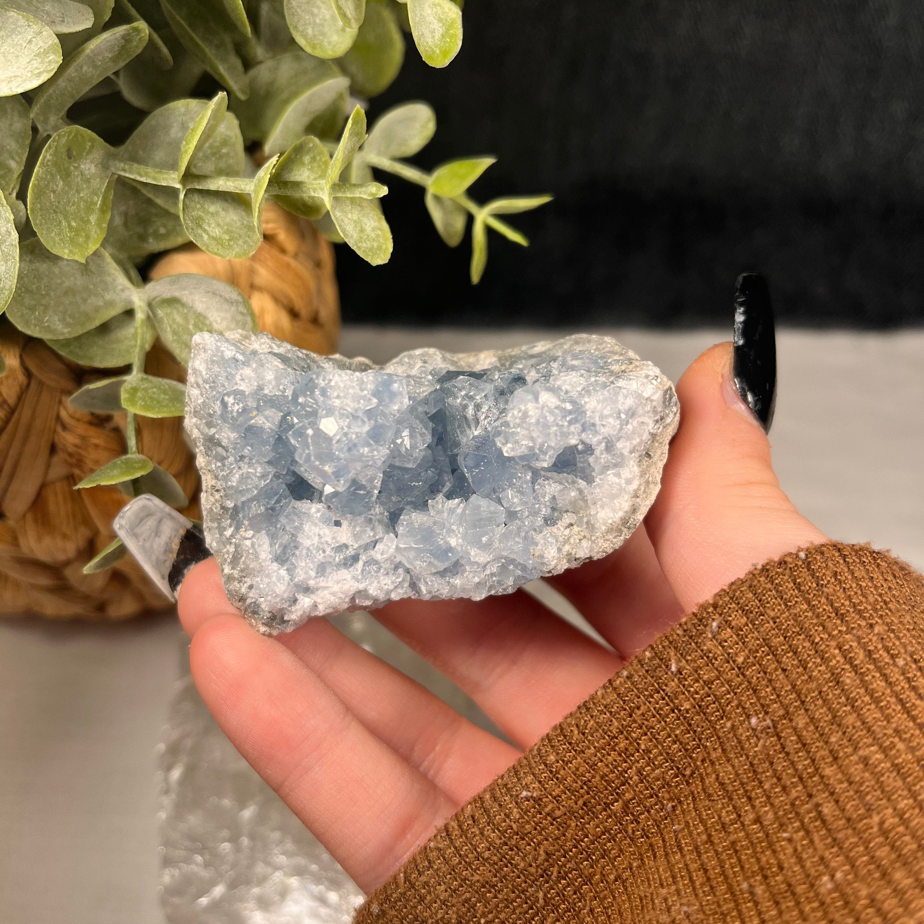 Raw Celestite Clusters, Throat Chakra Healer, Celestite Geodes, Blue Crystals. Consciously Sourced | UK Crystals