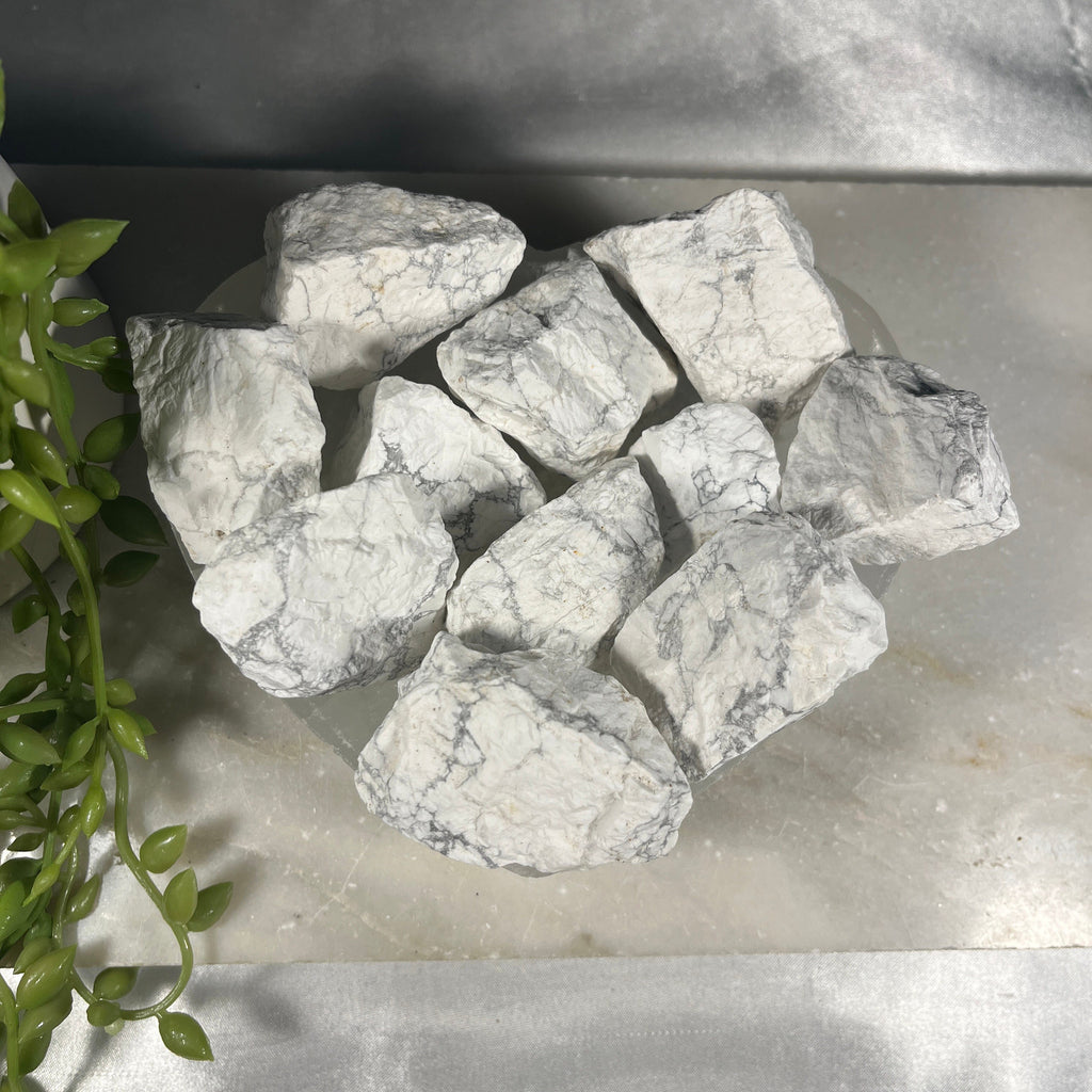 Raw Howlite crystals, Ethically Sourced UK Healing Crystals, Crown Chakra, Reiki Stones, Unique Crystal Gift, White and Grey Crystals