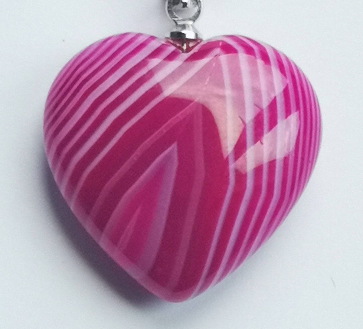 Rose Quartz, Pink Agate, Banded Pink Agate Heart Necklaces, Ethically Sourced, UK Crystal Necklaces, Crystal Gifts, Birthday Present for her